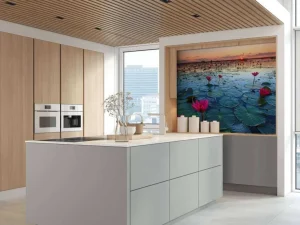 Discount Lotusbloem bij zonsopgang fotobehang Bloemen