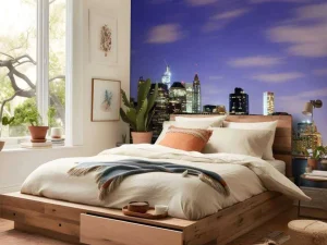 Fashion Lower Manhattan in de avond fotobehang Architectuur