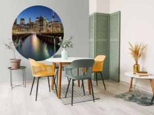 Discount Lower Manhattan vanaf een oude pier in Brooklyn fotobehang Architectuur