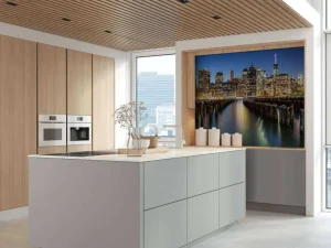 Discount Lower Manhattan vanaf een oude pier in Brooklyn fotobehang Architectuur
