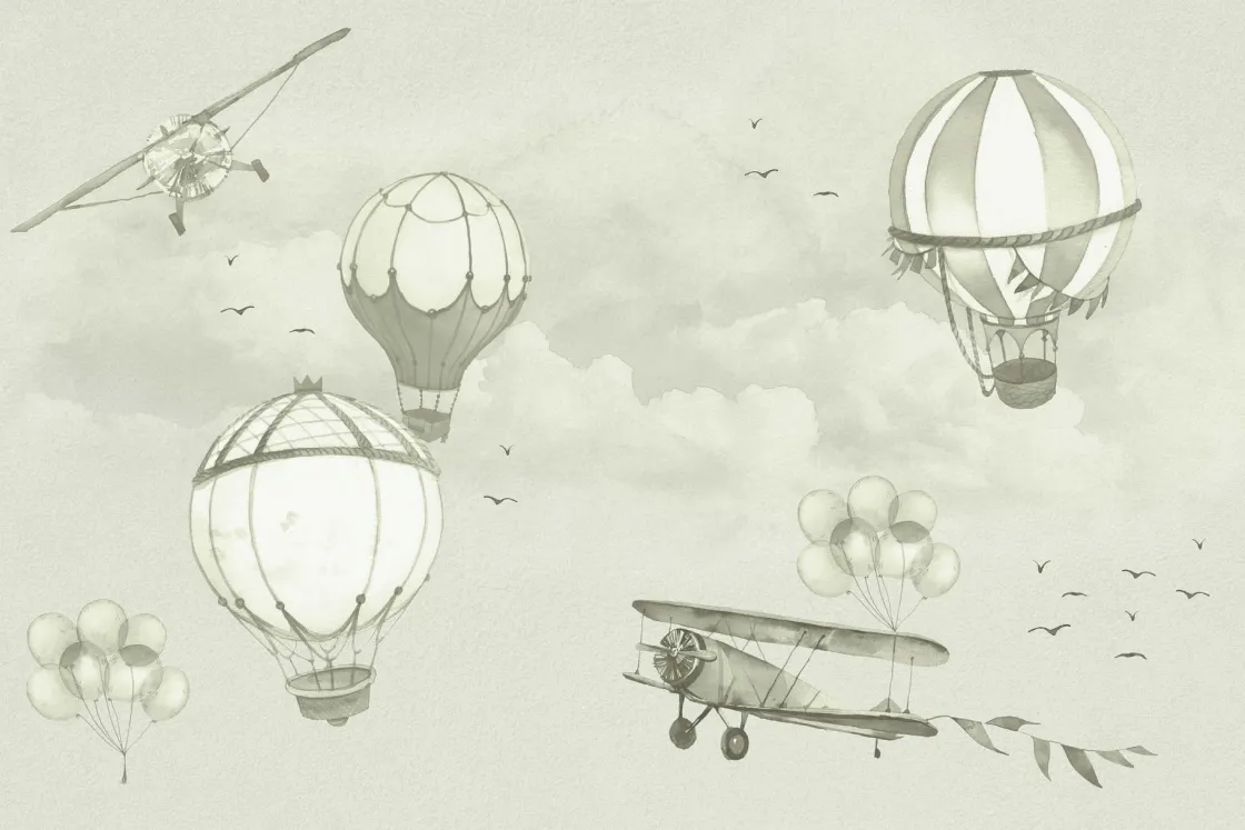 luchtballonnen_in_groen_0.webp Outlet Luchtballonnen in groen Kinderkamer