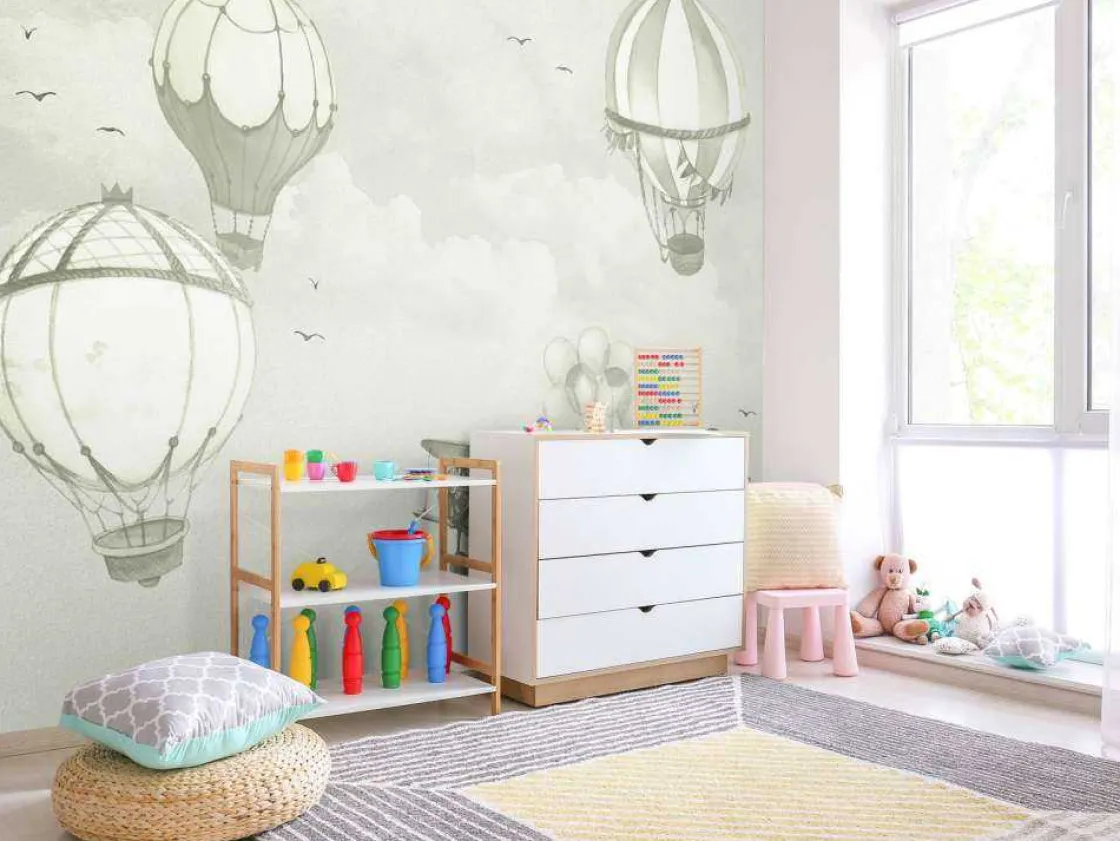 luchtballonnen_in_groen_3.webp Outlet Luchtballonnen in groen Kinderkamer