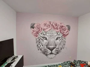 Online Luipaard met roze bloemen Dieren