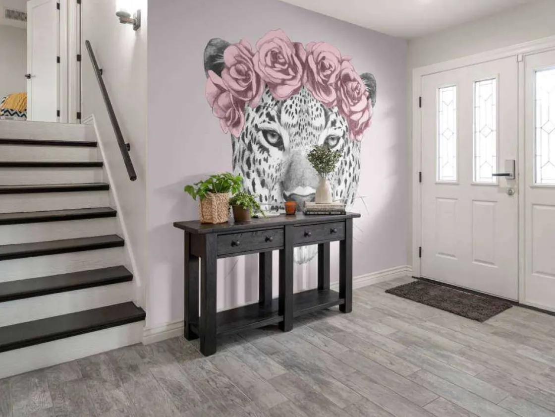 luipaard_met_roze_bloemen_6.webp Online Luipaard met roze bloemen Dieren