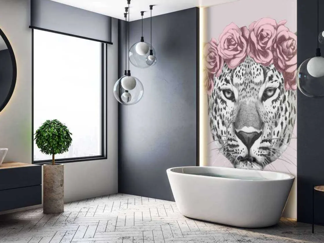 luipaard_met_roze_bloemen_9.webp Online Luipaard met roze bloemen Dieren