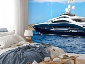 New Luxe jacht aan de kust fotobehang Tienerkamer | Transport