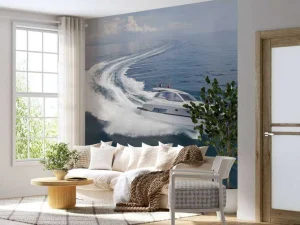 Discount Luxe speedboot op zee fotobehang Tienerkamer | Transport