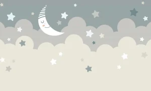 Discount Maan met sterren in de wolken fotobehang Babykamer