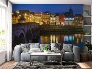 Outlet Maastricht in de avond fotobehang Architectuur
