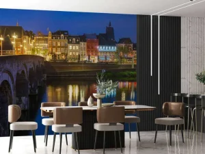 Outlet Maastricht in de avond fotobehang Architectuur