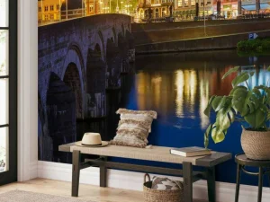 Outlet Maastricht in de avond fotobehang Architectuur