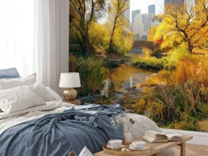 Outlet Manhattan Central Park in de herfst fotobehang Architectuur