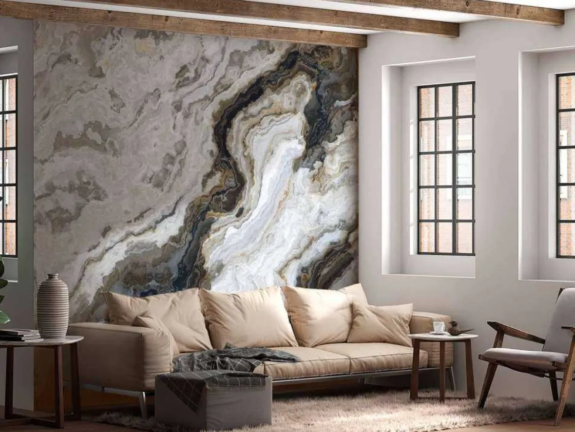 marmer_met_krullend_patro_2.webp Discount Marmer met krullend patroon fotobehang Hobbykamer | Gang