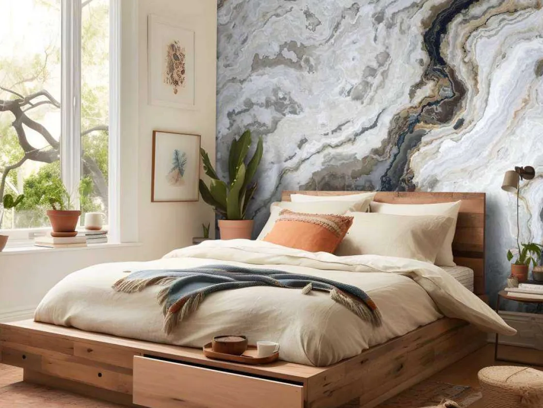 marmer_met_krullend_patro_9.webp Discount Marmer met krullend patroon fotobehang Hobbykamer | Gang