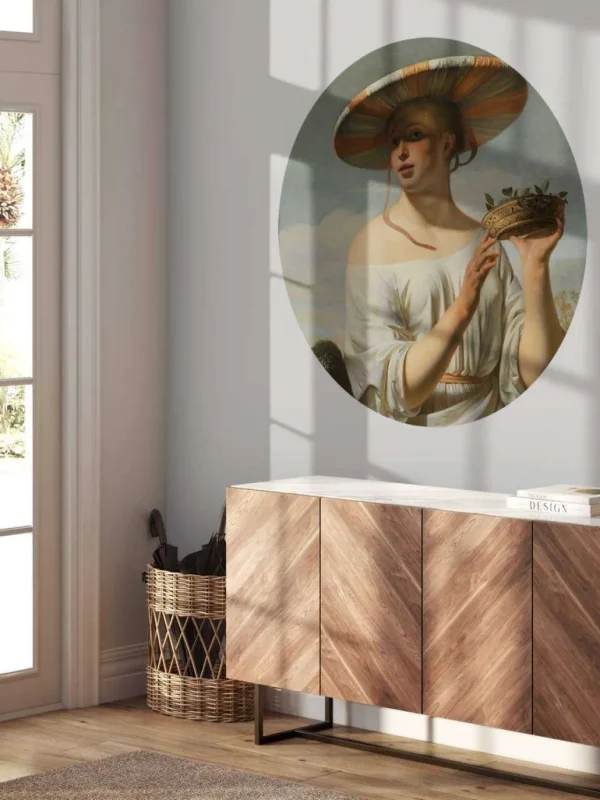 Online Meisje met een brede hoed fotobehang Kunst & Design