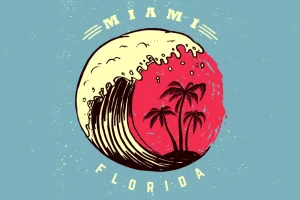 Online Miami logo met een lichtblauwe achtergrond fotobehang Tienerkamer | Hobbykamer