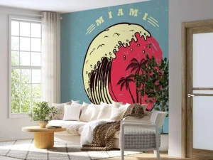 Online Miami logo met een lichtblauwe achtergrond fotobehang Tienerkamer | Hobbykamer
