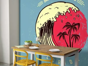 Online Miami logo met een lichtblauwe achtergrond fotobehang Tienerkamer | Hobbykamer