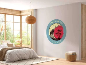 Online Miami logo met een lichtblauwe achtergrond fotobehang Tienerkamer | Hobbykamer
