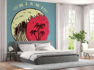 Online Miami logo met een lichtblauwe achtergrond fotobehang Tienerkamer | Hobbykamer