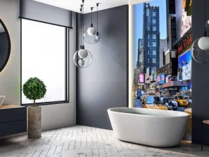 Online Midden in New York City fotobehang Architectuur