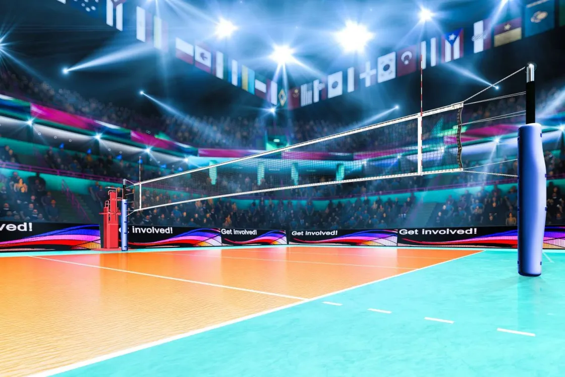 modern_volleybalveld_foto_0.webp Sale Modern volleybalveld fotobehang Tienerkamer | Sport