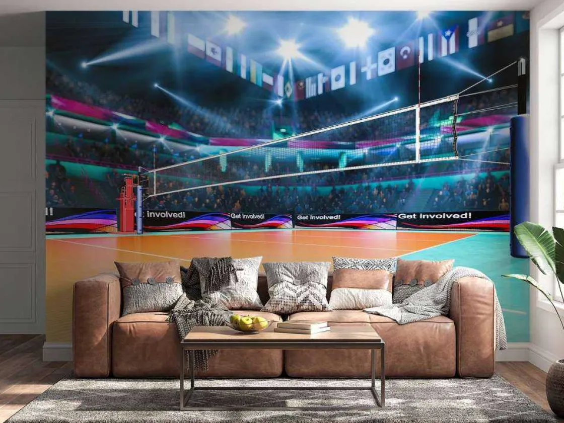 modern_volleybalveld_foto_10.webp Sale Modern volleybalveld fotobehang Tienerkamer | Sport