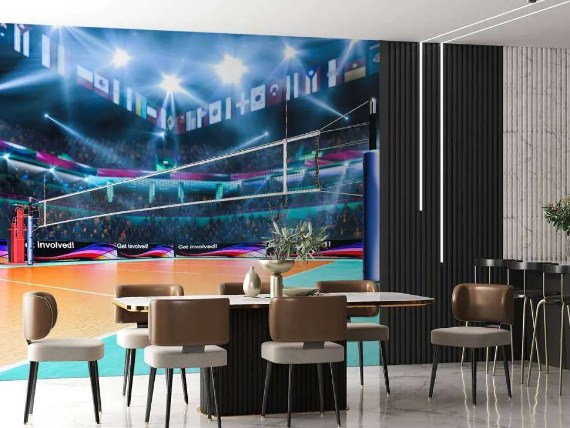 modern_volleybalveld_foto_3.webp Sale Modern volleybalveld fotobehang Tienerkamer | Sport
