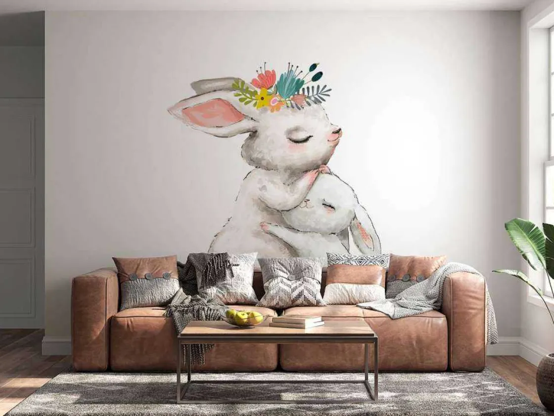 moederliefde_bij_konijntj_2.webp Best Moederliefde bij konijntjes fotobehang Babykamer | Dieren