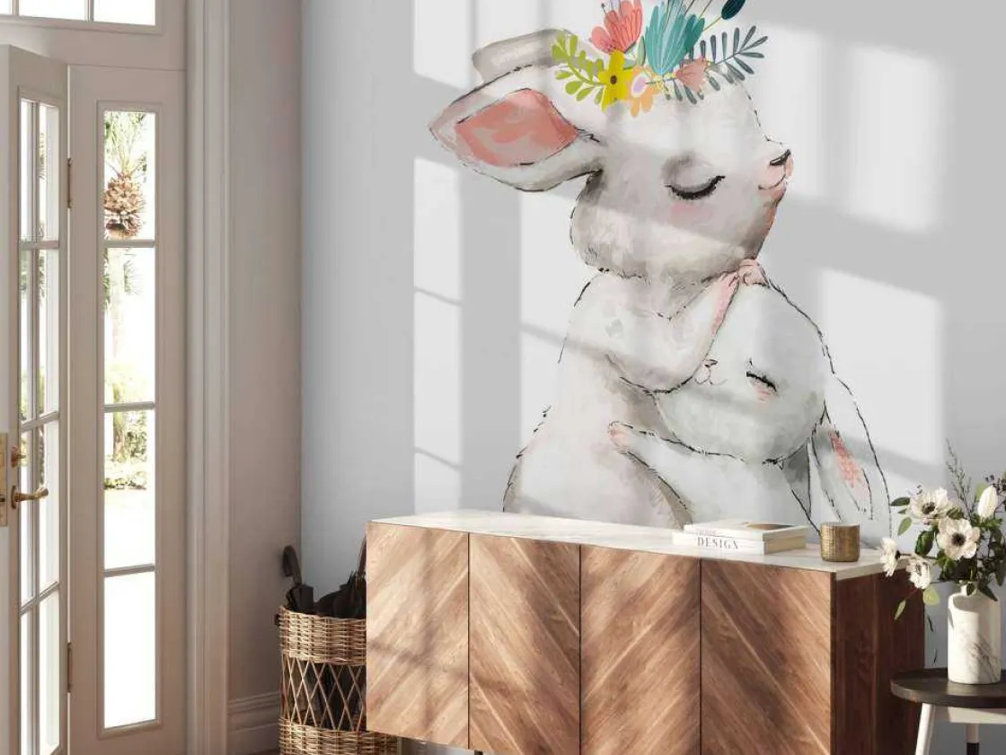 moederliefde_bij_konijntj_4.webp Best Moederliefde bij konijntjes fotobehang Babykamer | Dieren