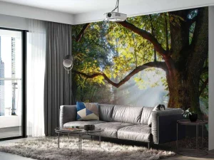 New Mooie Eik in het Bos fotobehang Bloemen