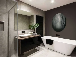 Clearance Mysterieuze Bos met Mist fotobehang Bloemen