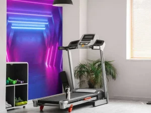 Sale Neon verlichte ruimte met balken fotobehang Computerkamer | 3d