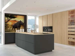 Discount Neushoorn bij zonsondergang fotobehang Tienerkamer | Dieren