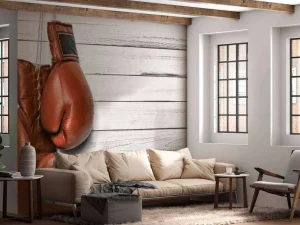 Discount Old school rode bokshandschoenen fotobehang Kinderkamer | Sport