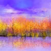 Sale Olieverfschilderij met bomen in de herfst fotobehang Bloemen