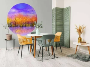 Sale Olieverfschilderij met bomen in de herfst fotobehang Bloemen