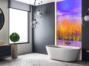 Sale Olieverfschilderij met bomen in de herfst fotobehang Bloemen
