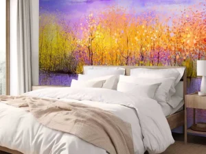 Sale Olieverfschilderij met bomen in de herfst fotobehang Bloemen