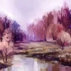 Sale Olieverfschilderij van een prachtig kleurrijk landschap fotobehang Kunst & Design