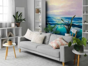 Fashion Olieverfschilderij van een heldere zee fotobehang Kunst & Design