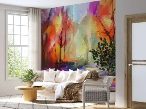 Fashion Olieverfschilderij van een bos fotobehang Kunst & Design