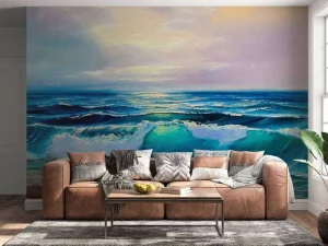 Fashion Olieverfschilderij van een heldere zee fotobehang Kunst & Design
