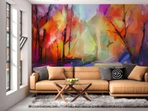 Fashion Olieverfschilderij van een bos fotobehang Kunst & Design
