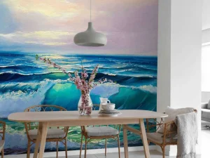 Fashion Olieverfschilderij van een heldere zee fotobehang Kunst & Design