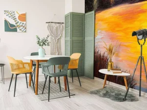 Online Olieverfschilderij van een meer fotobehang Kunst & Design