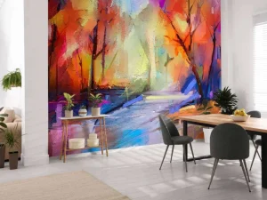 Fashion Olieverfschilderij van een bos fotobehang Kunst & Design