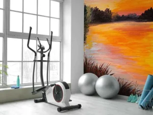 Online Olieverfschilderij van een meer fotobehang Kunst & Design