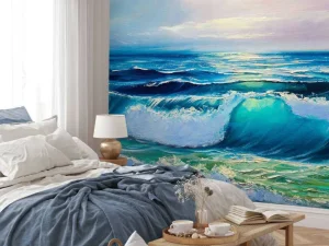 Fashion Olieverfschilderij van een heldere zee fotobehang Kunst & Design