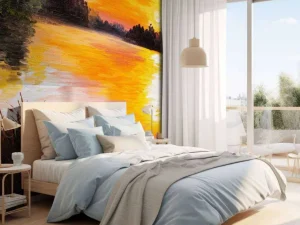 Online Olieverfschilderij van een meer fotobehang Kunst & Design